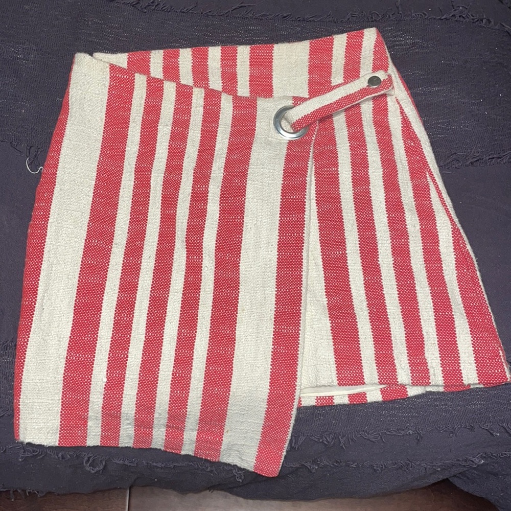 FREE PEOPLE IT'S A WRAP SKIRT - RED/WHITE